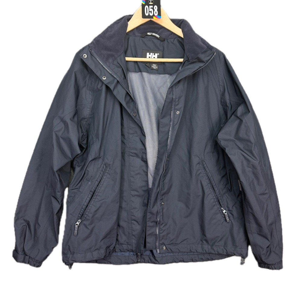 Helly Hansen Jacket Mens XL Navy Blue Helly Tech Waterproof Rain Coat Full Zip
